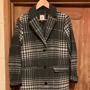 Gap wool cocoon plaid coat